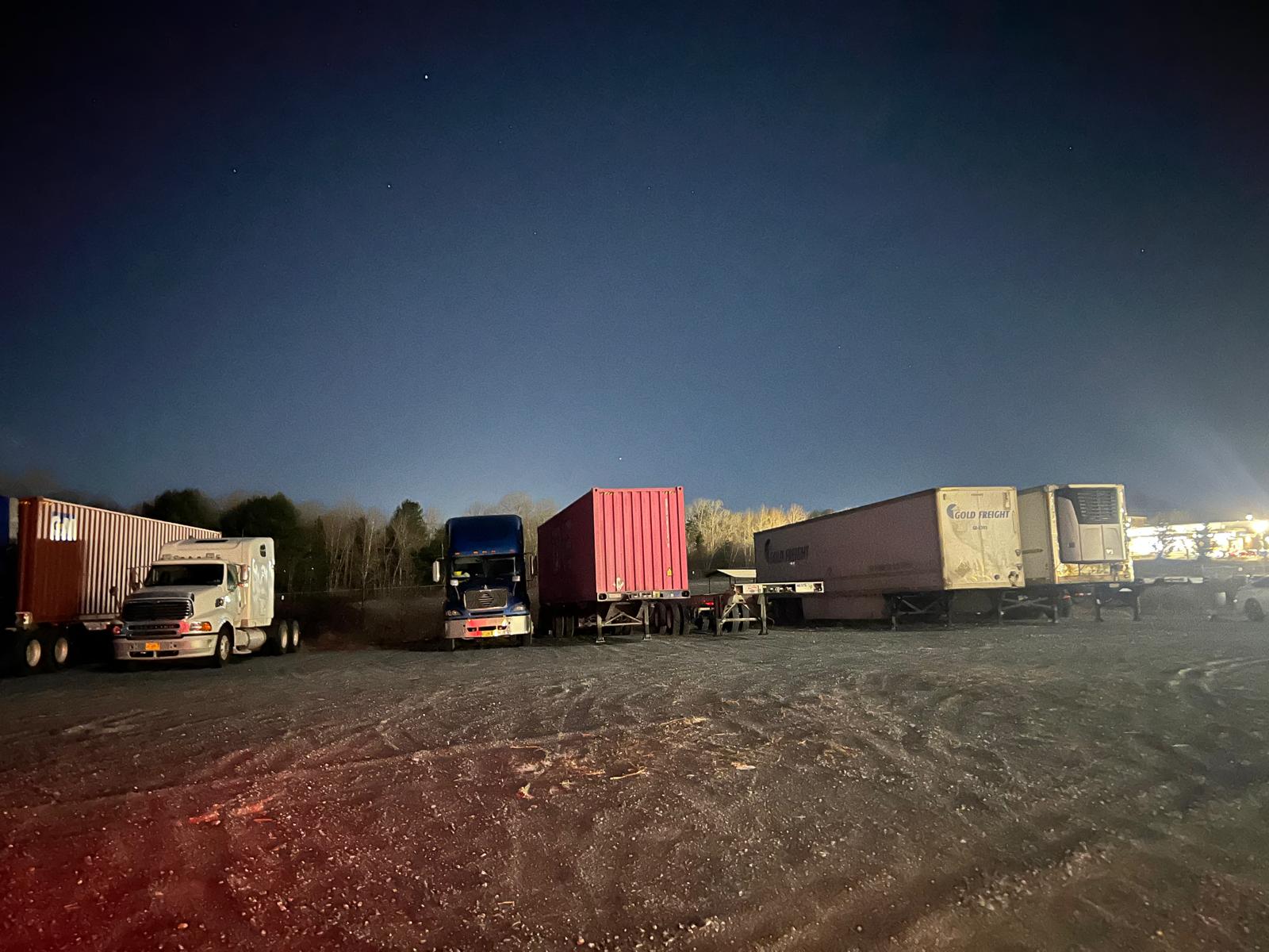 Truck and container parking yard in Sackville, Nova Scotia