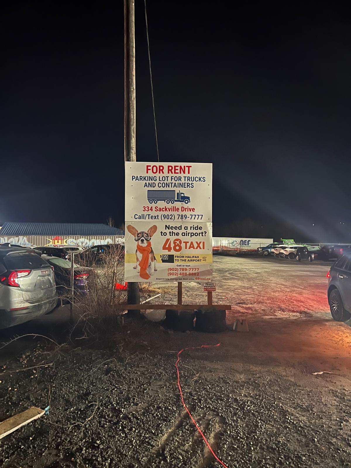 Commercial parking lot winter view